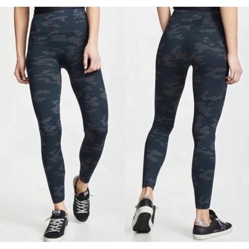 SPANX Look At Me‎ Now Seamless Leggings 1X Black Camo High Rise Shaping Athletic